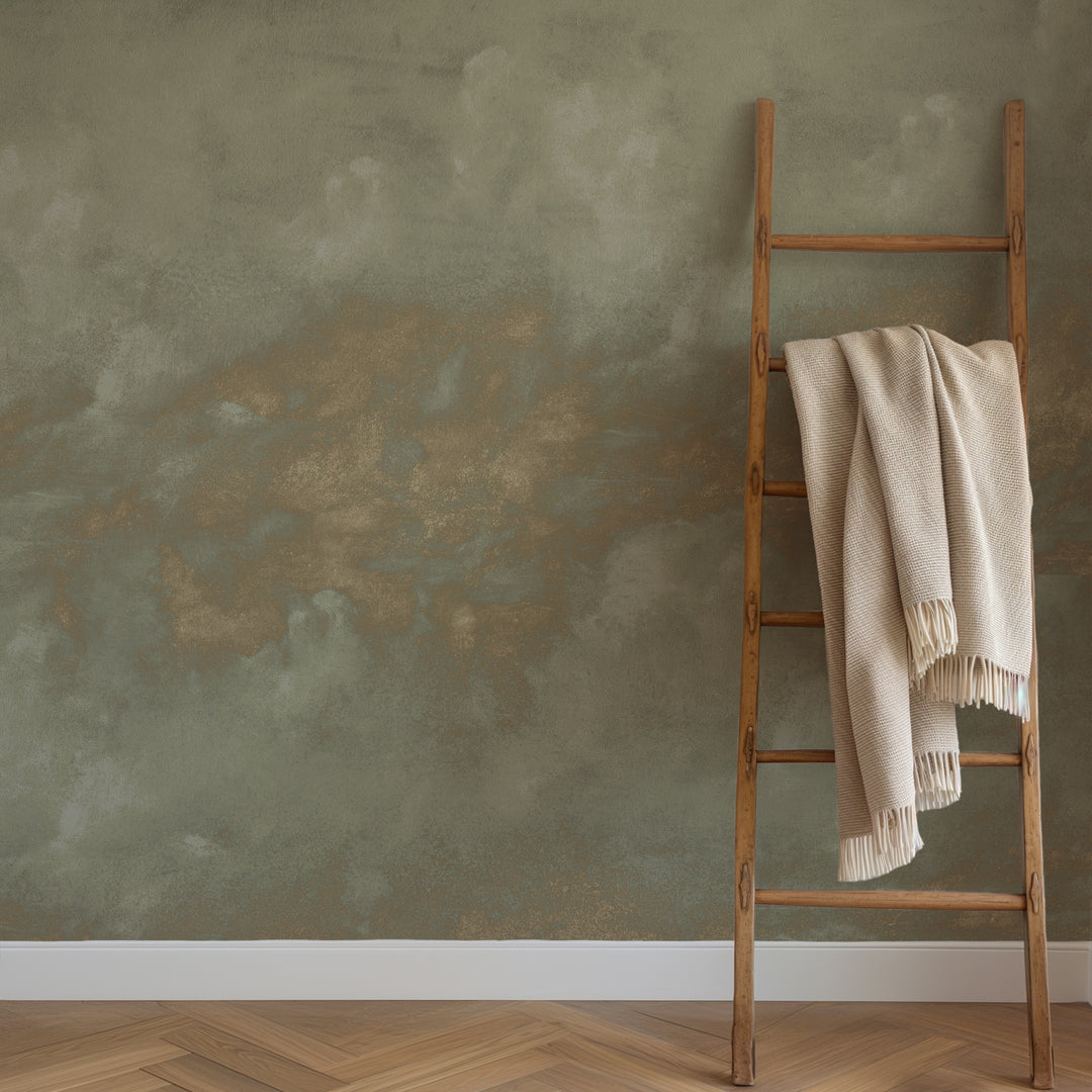 Minimal Ombre Clouds in Worn Gold Wallpaper Mural