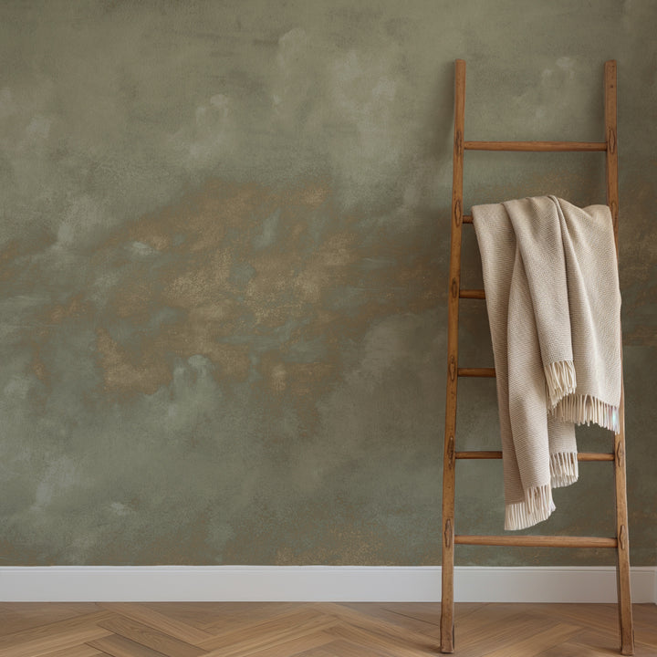 Minimal Ombre Clouds in Worn Gold Wallpaper Mural