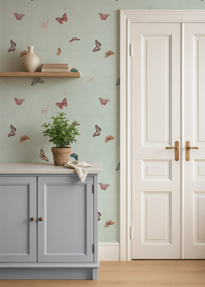 Vintage Butterfly Wallpaper - Mint