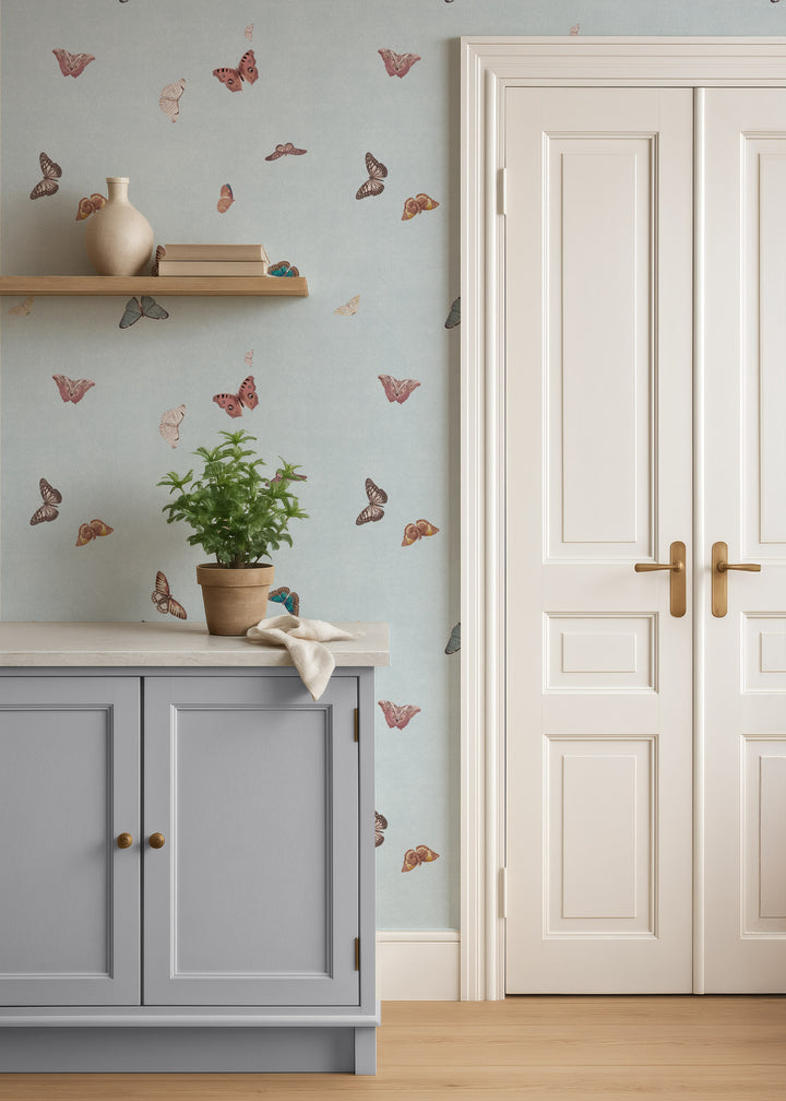 Vintage Butterfly Wallpaper - Blue