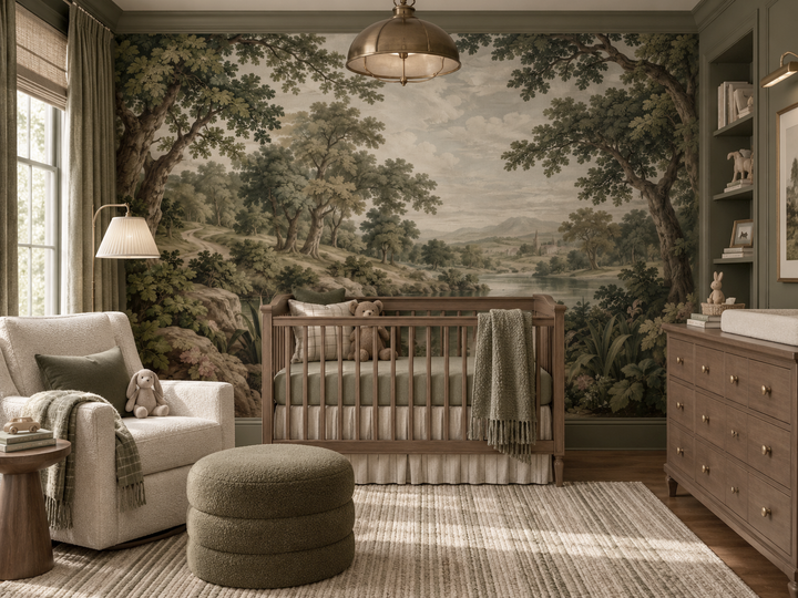 The Enchanted Vale, Vintage European Landscape Wallpaper Mural