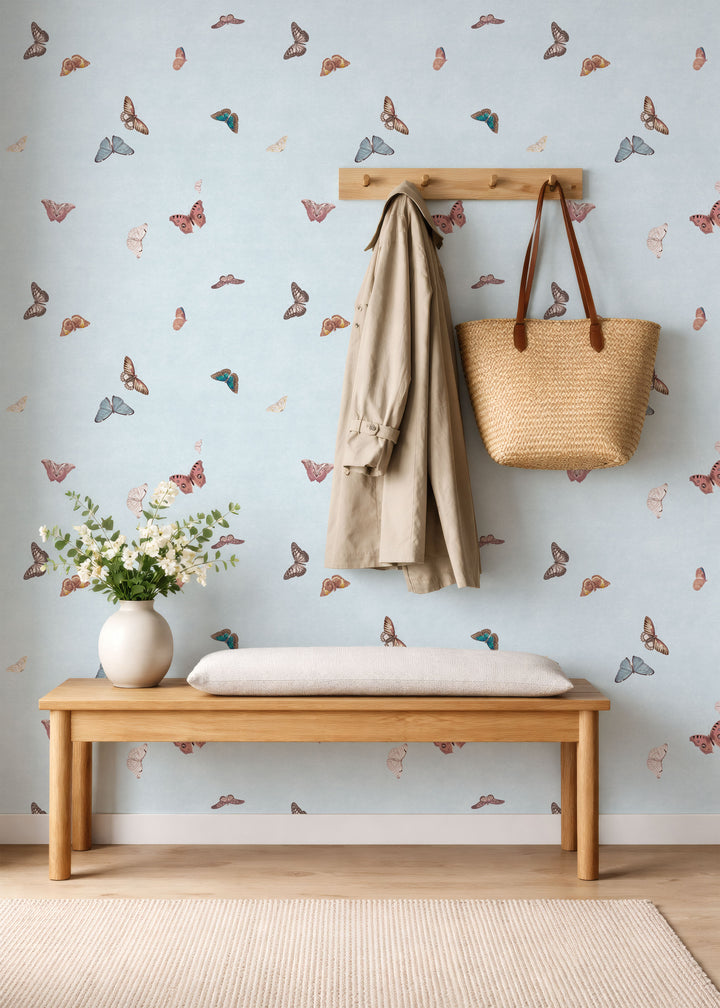 Vintage Butterfly Wallpaper - Blue