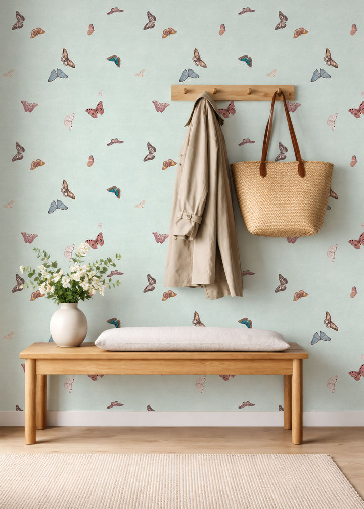 Vintage Butterfly Wallpaper - Mint