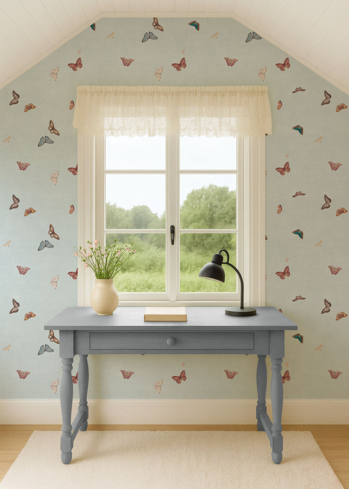 Vintage Butterfly Wallpaper - Blue