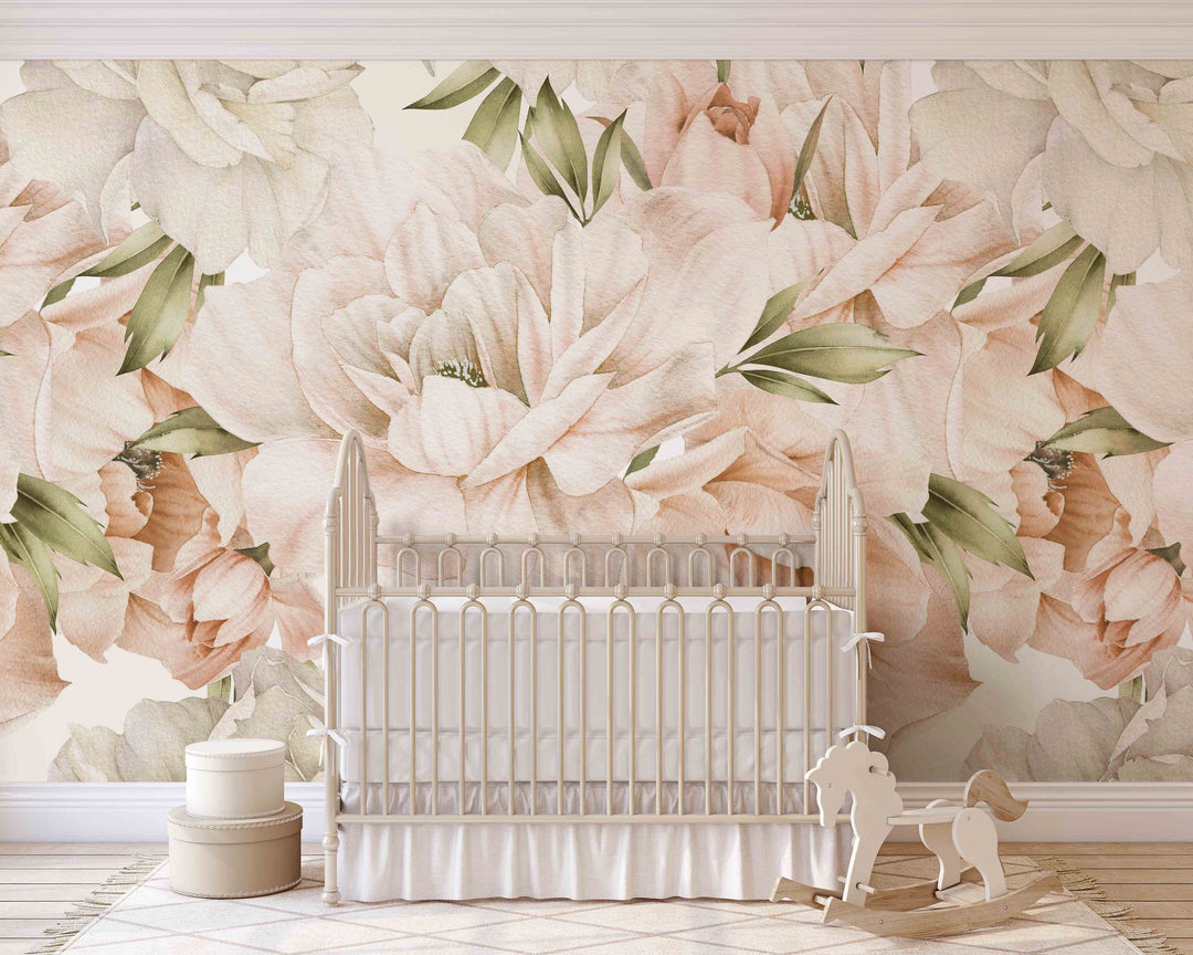Boho Peony in Blush Wallpaper Mural