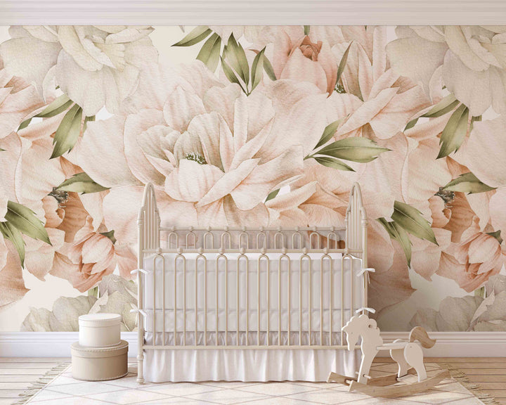 Boho Peony in Blush Wallpaper Mural
