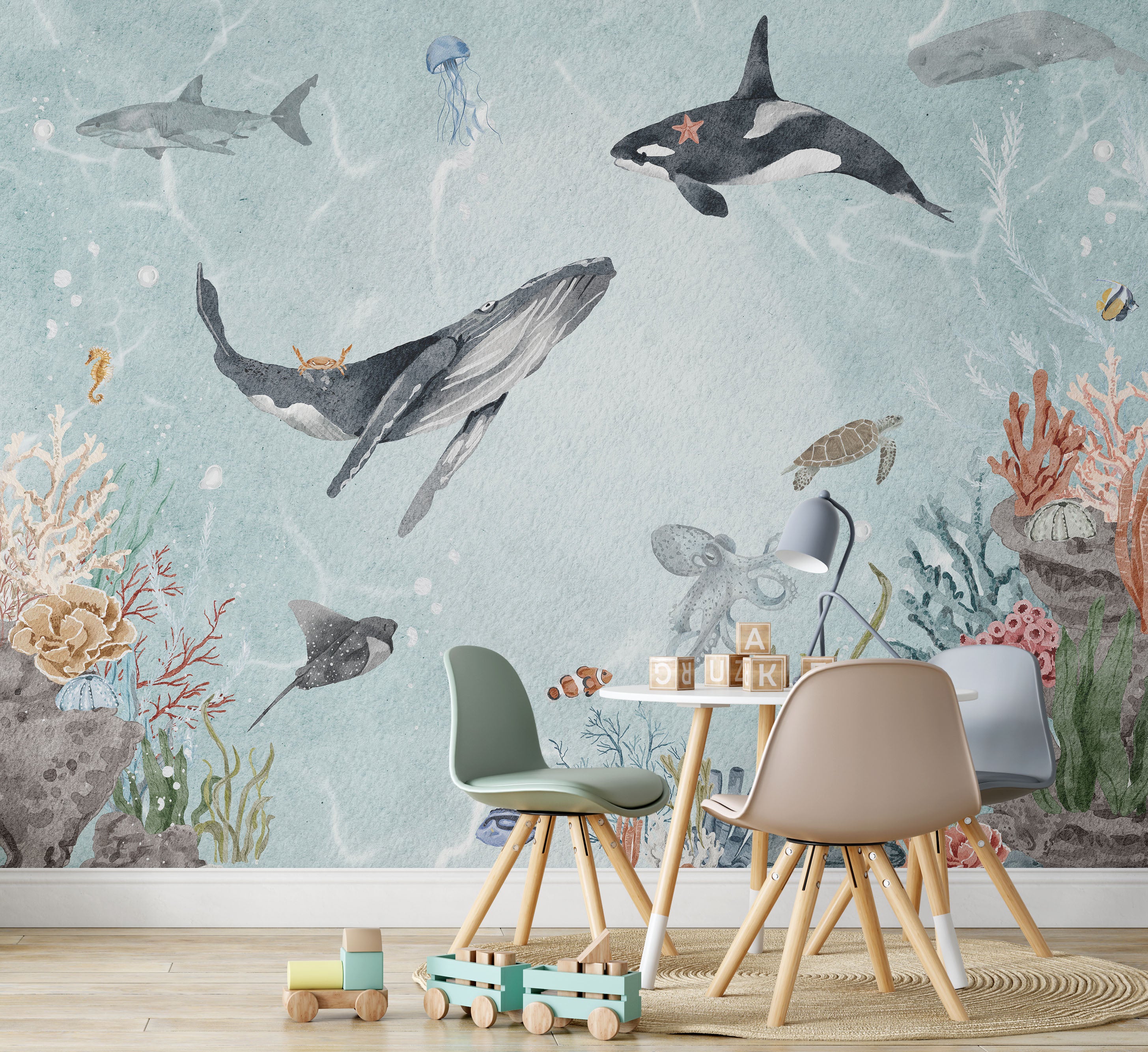 Whimsical Ocean Wallpaper Mural – Koko Art Shop