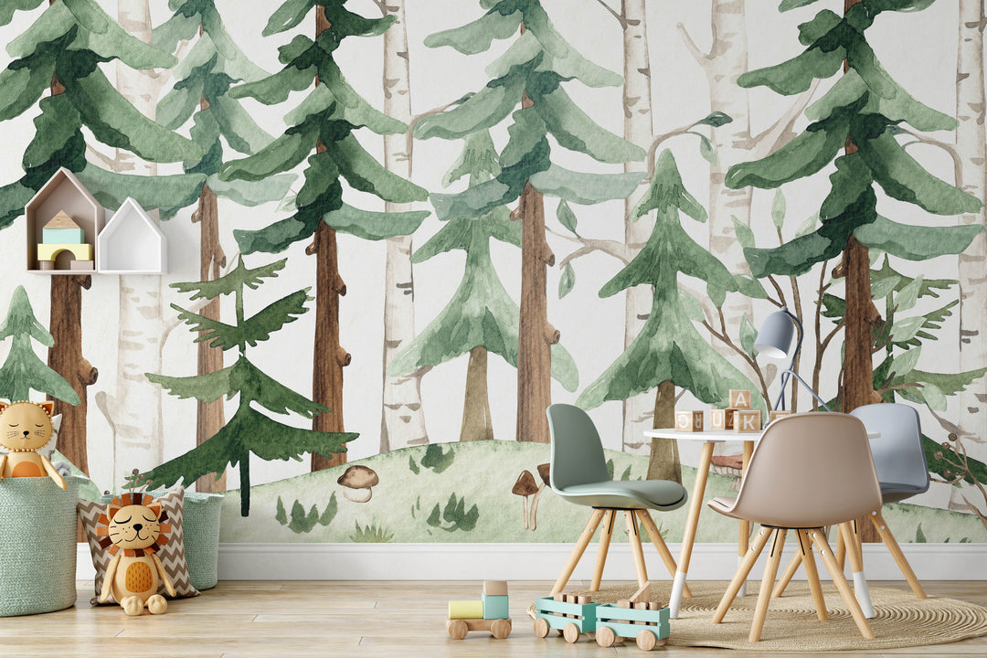 Woodland Watercolor Mural