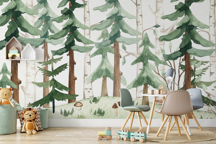 Woodland Watercolor Mural