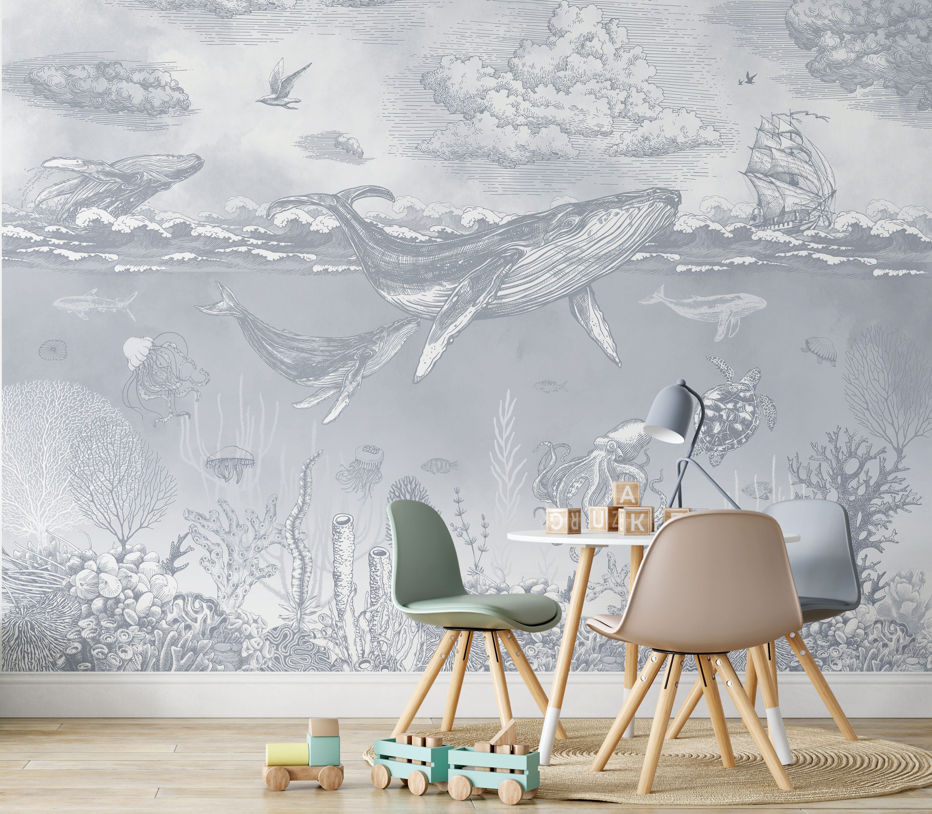 Vintage Ocean Wallpaper Mural – Koko Art Shop