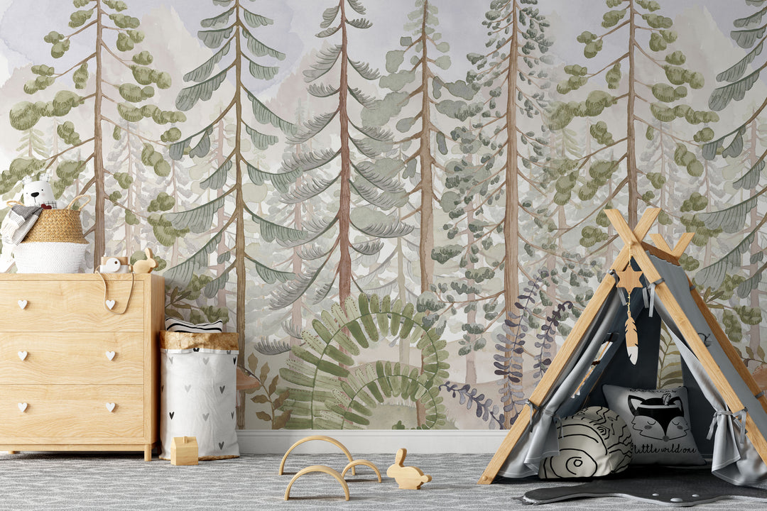 Light Dreamy Pines Mural - Studio Exclusive