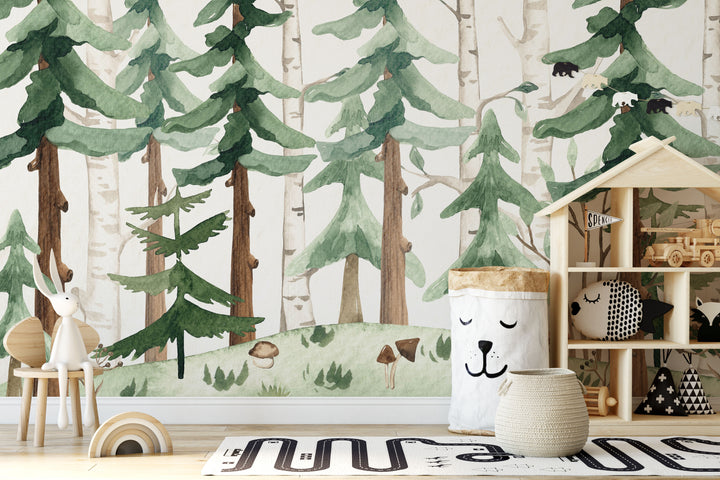 Woodland Watercolor Mural