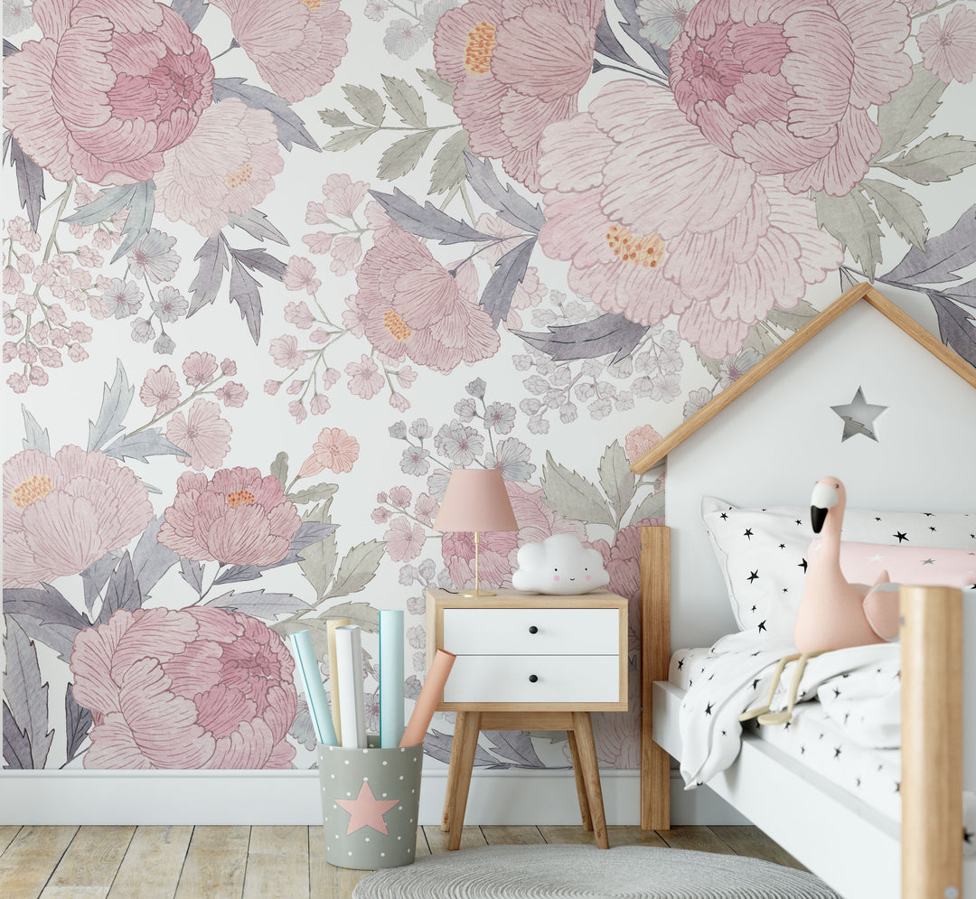 Penelope with Flowers Wallpaper Mural