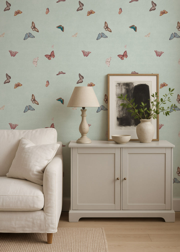 Vintage Butterfly Wallpaper - Mint