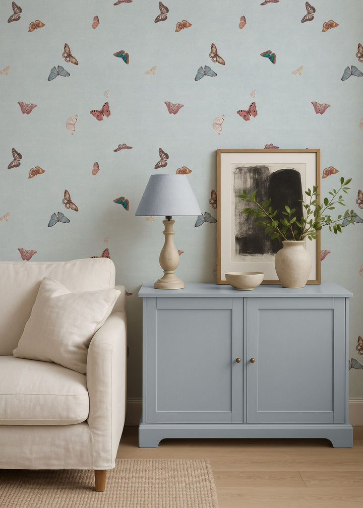 Vintage Butterfly Wallpaper - Blue