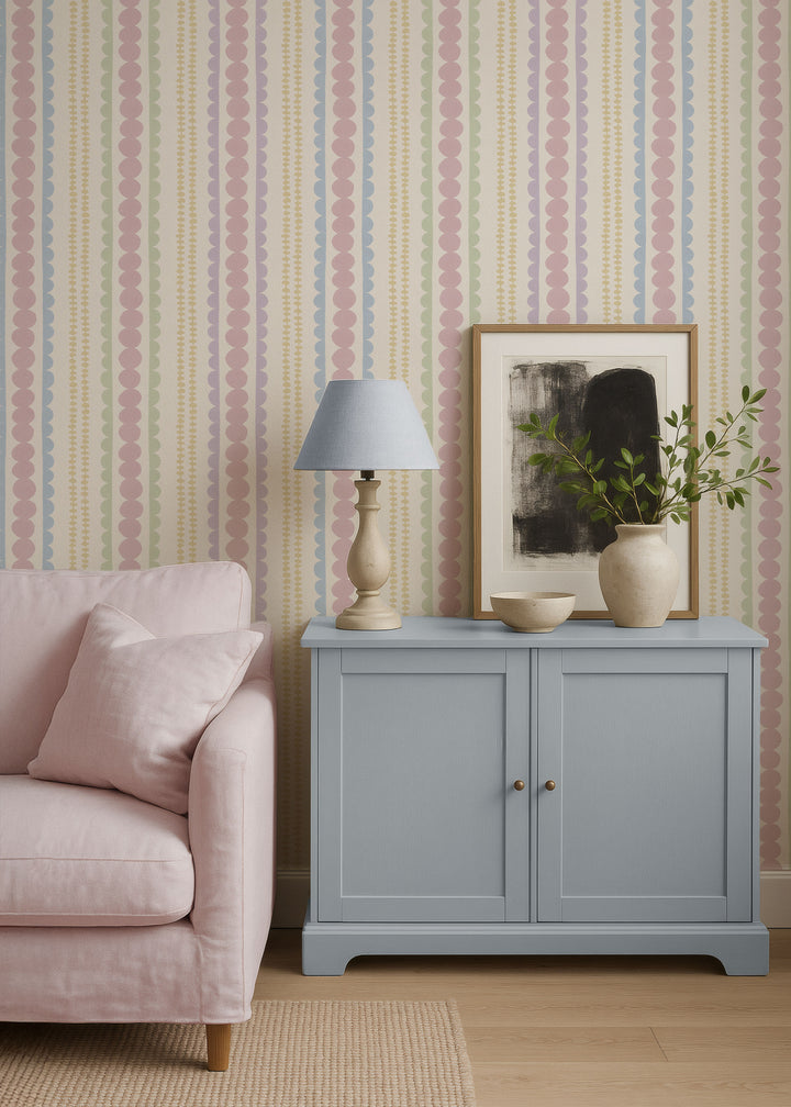 Halston Pebble Column Wallpaper in Sweet Baby Colors