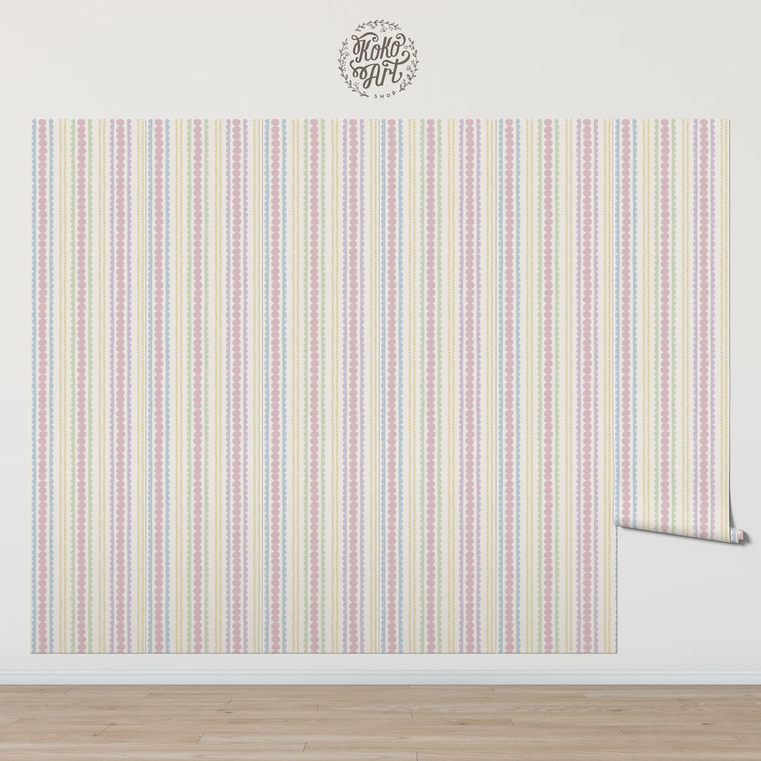 Halston Pebble Column Wallpaper in Sweet Baby Colors