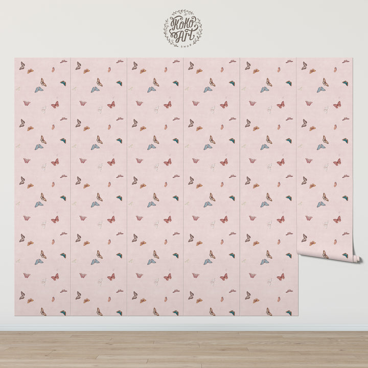 Vintage Butterfly Wallpaper - Pink