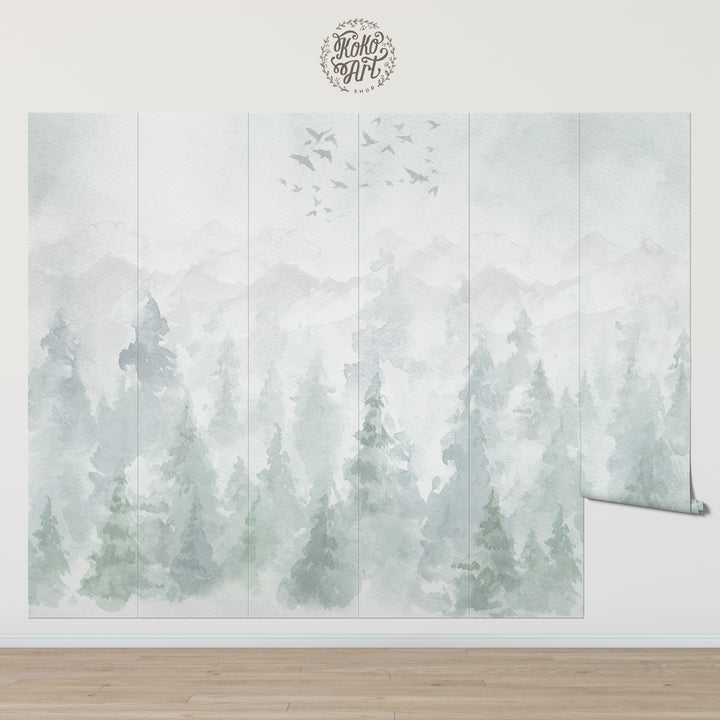 Cold Woodland Forest Mural