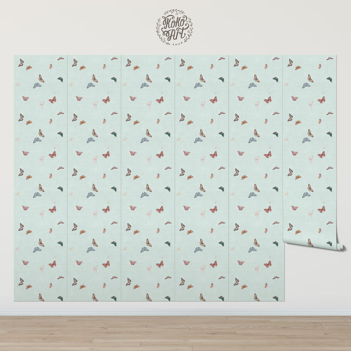 Vintage Butterfly Wallpaper - Mint