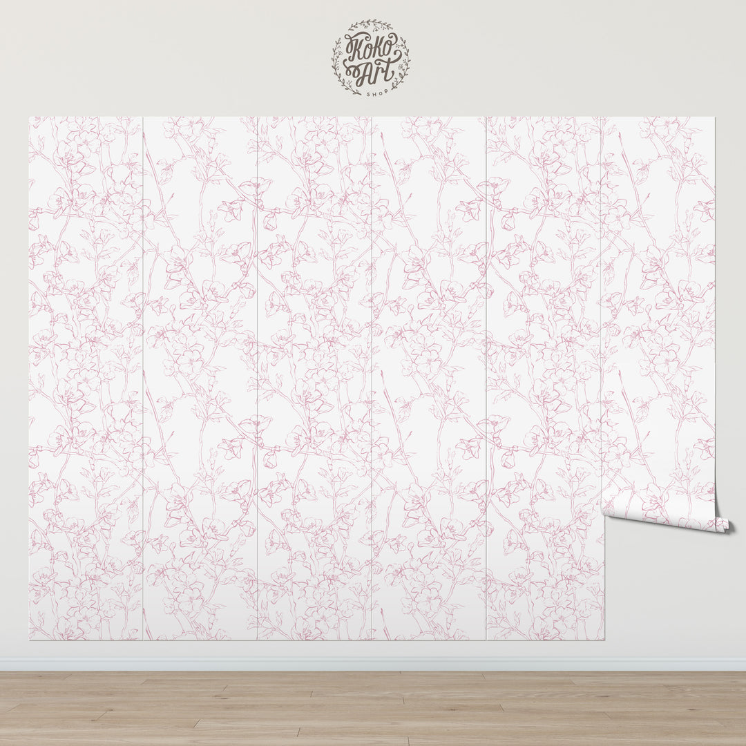 Minimalistic Cherry Blossom Mural
