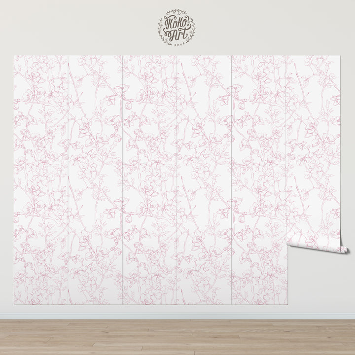 Minimalistic Cherry Blossom Mural