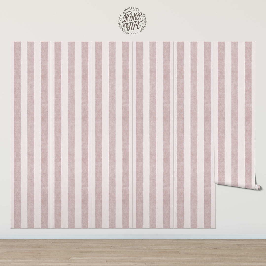 Vintage Scallop 3 Stripe Wallpaper