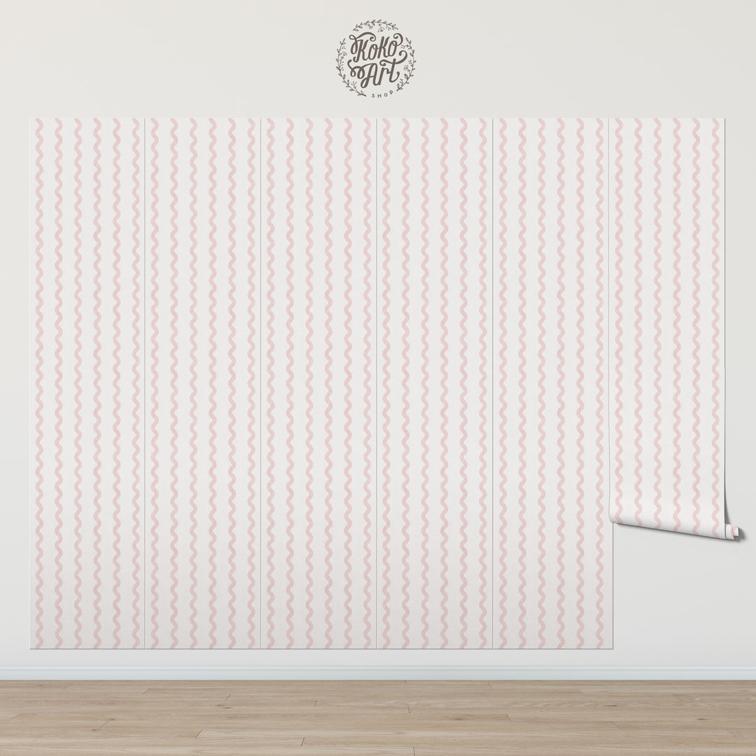 Minimalist Linen Wave Stripe Wallpaper