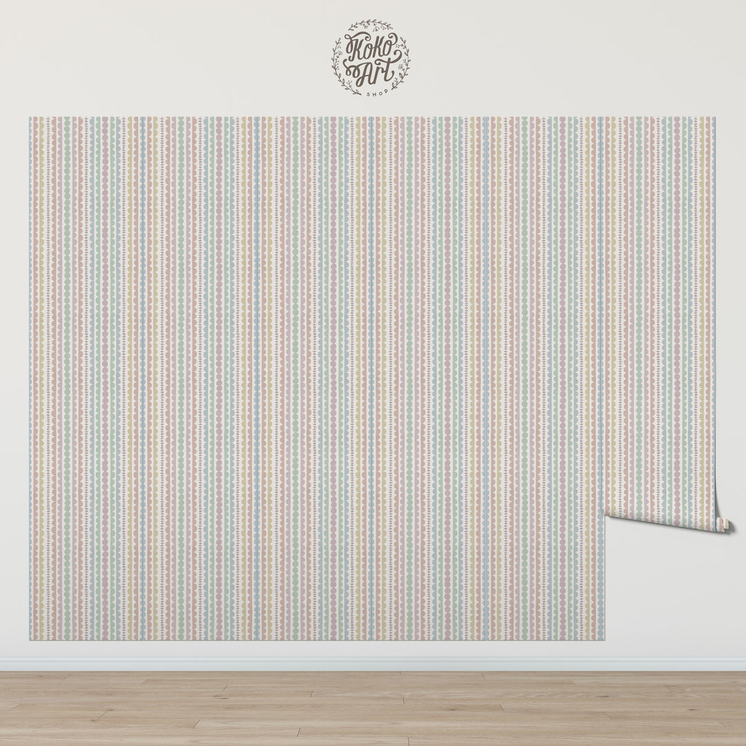 Pebble Ribbon Stripe Wallpaper