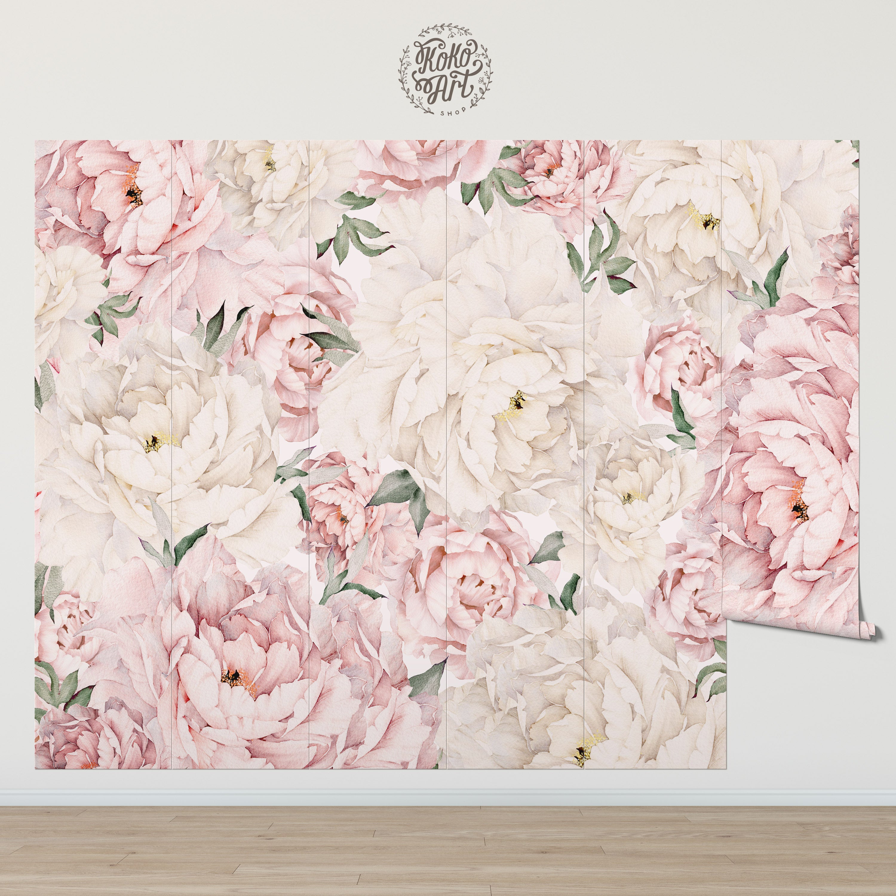 Gorgeous Peony Mural | Peel and Stick Wallpaper – Koko Art Shop
