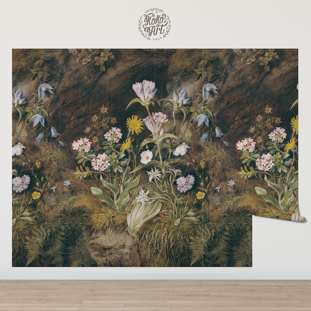 Dark Floral Vintage Mural