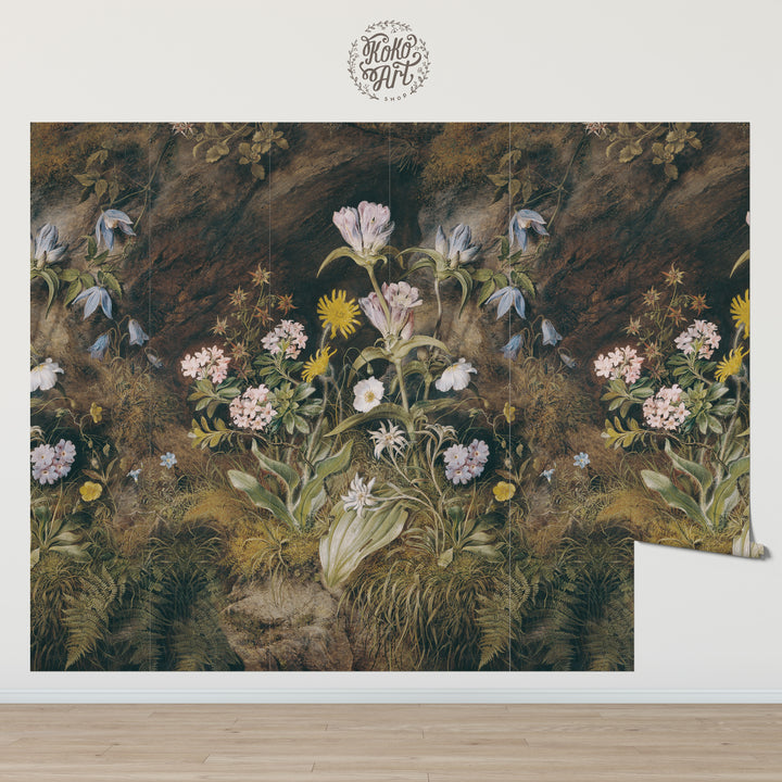 Dark Floral Vintage Mural