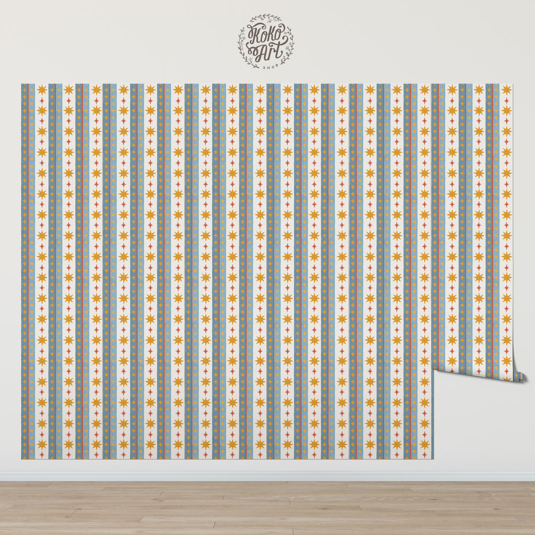 Vintage Starburst Stripe Parade Wallpaper