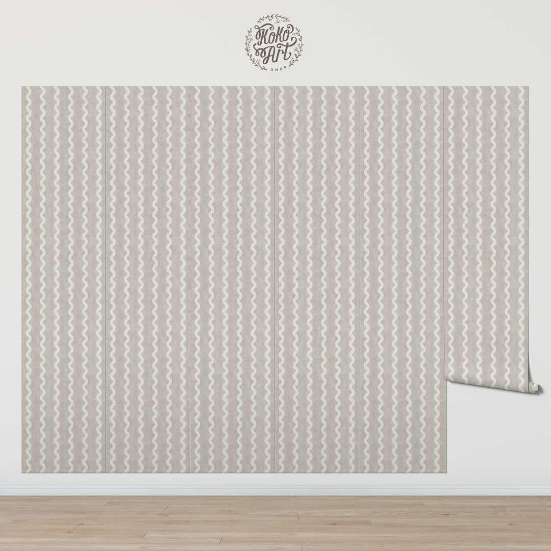 Minimalist Linen Wave Stripe Wallpaper