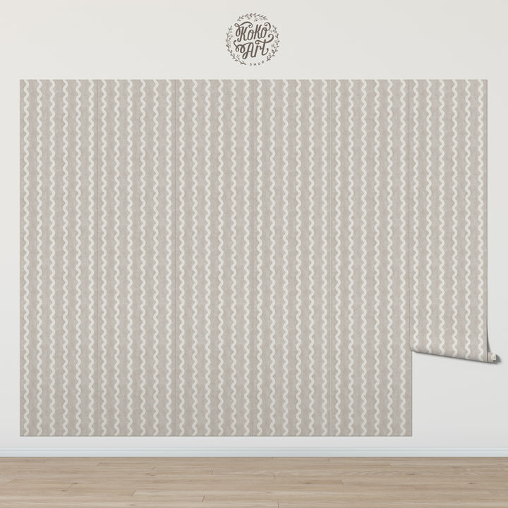 Minimalist Linen Wave Stripe Wallpaper