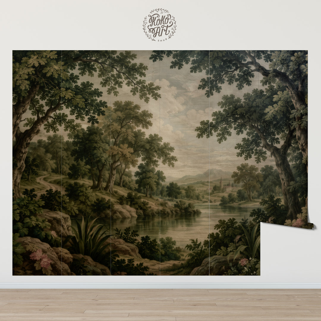 The Enchanted Vale, Vintage European Landscape Wallpaper Mural
