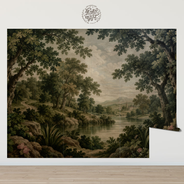 The Enchanted Vale, Vintage European Landscape Wallpaper Mural