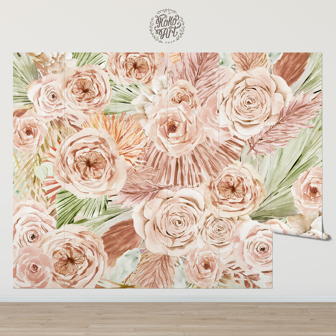 Bohemian Floral Watercolor Mural