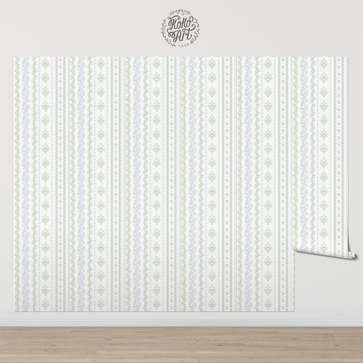 Bloom Rhythm Stripe Wallpaper