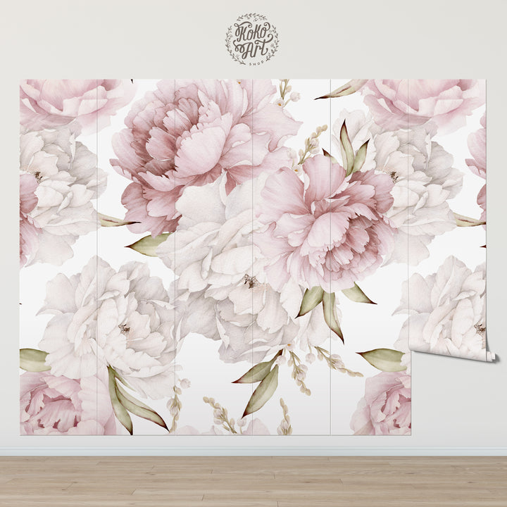 Sweet Pinky Peony Bouquet Mural