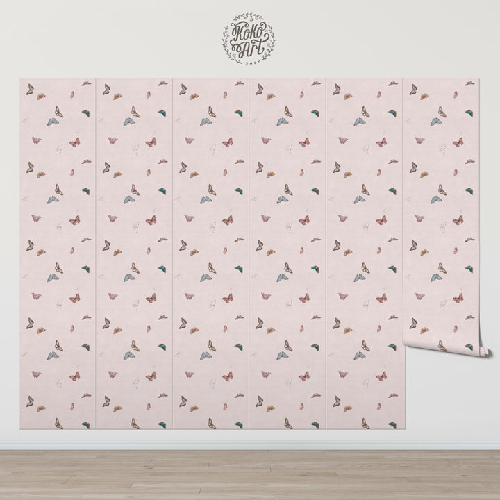 Vintage Butterfly Wallpaper - Pink