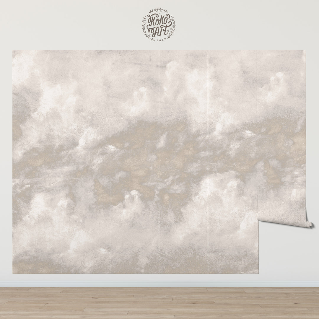 Minimal Ombre Clouds in Nude Wallpaper Mural