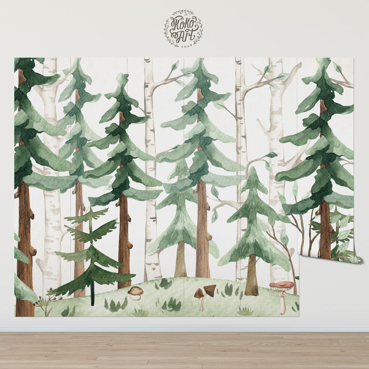 Woodland Watercolor Mural