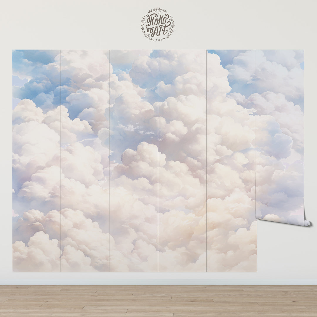 Mural de cielo azul
