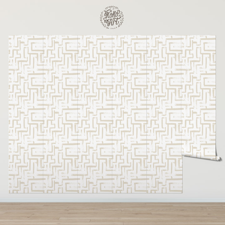 Papel Pintado Laberinto Neutral Avellana