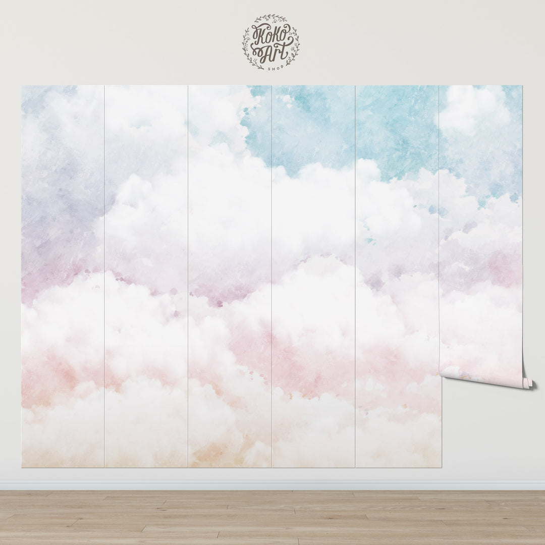 Rainbow Rustic Clouds Mural