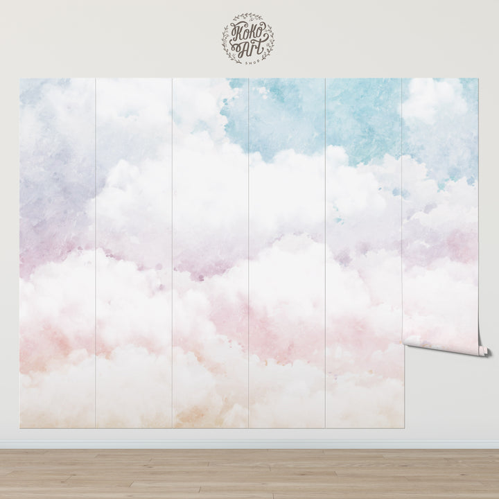 Rainbow Rustic Clouds Mural