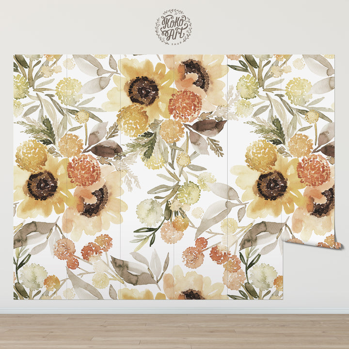 Sunflowers Watercolor Mural