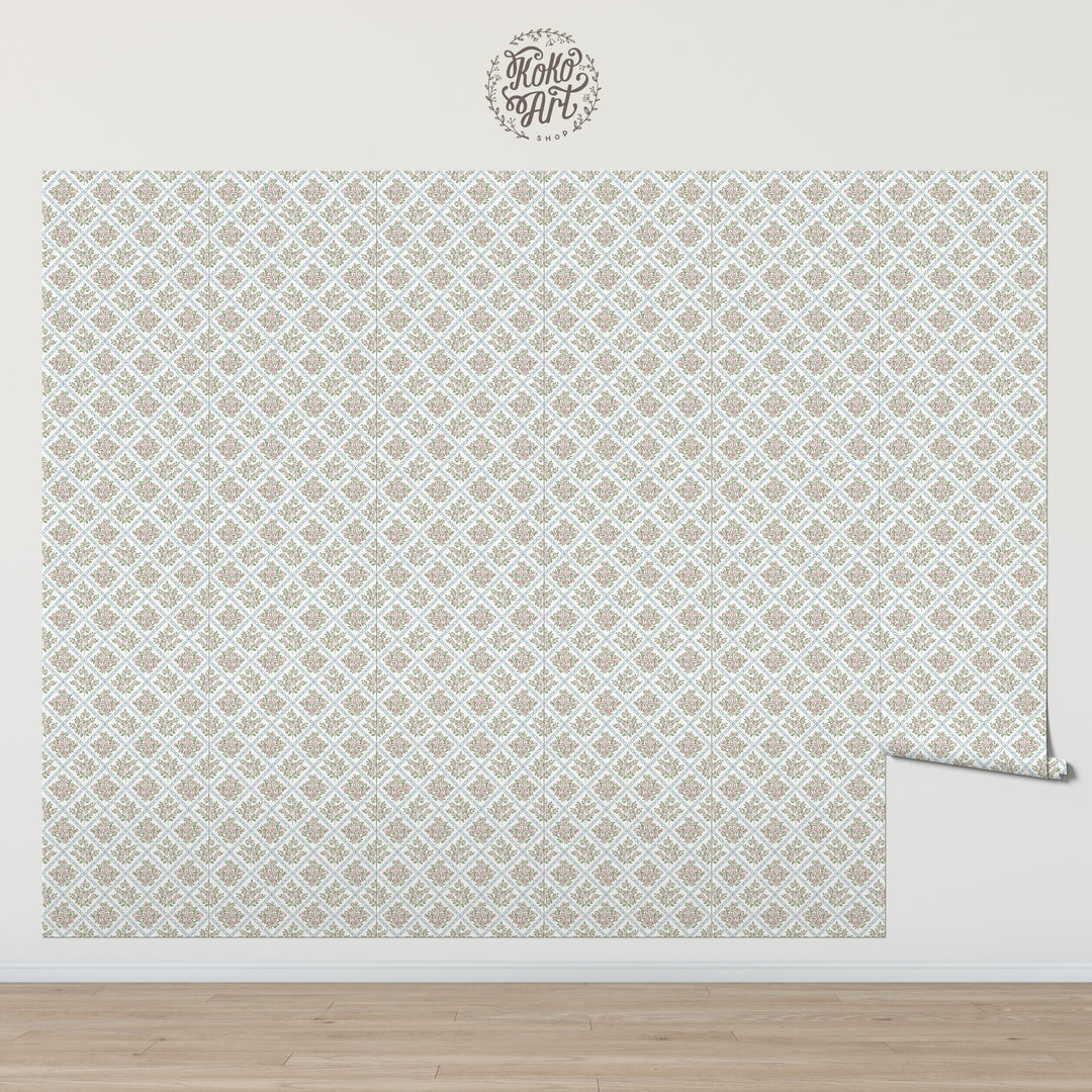 Rose Trellis Cottage Botanical Wallpaper