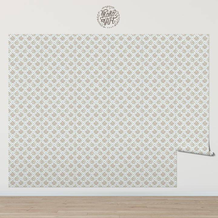 Rose Trellis Cottage Botanical Wallpaper